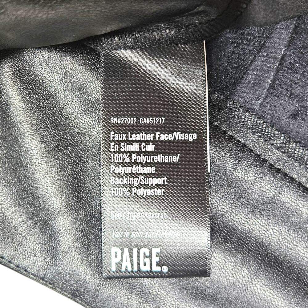 NWT Paige Kina Tie Waist Vegan Leather Ankle‎ Straight Leg Trousers Sz. 12 Black - Picture 6 of 11